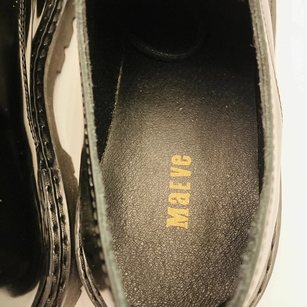 Maeve Anthropologie Platform Oxfords Womens 8 EU‎ 39 Black Leather Lug Sole - Picture 7 of 11